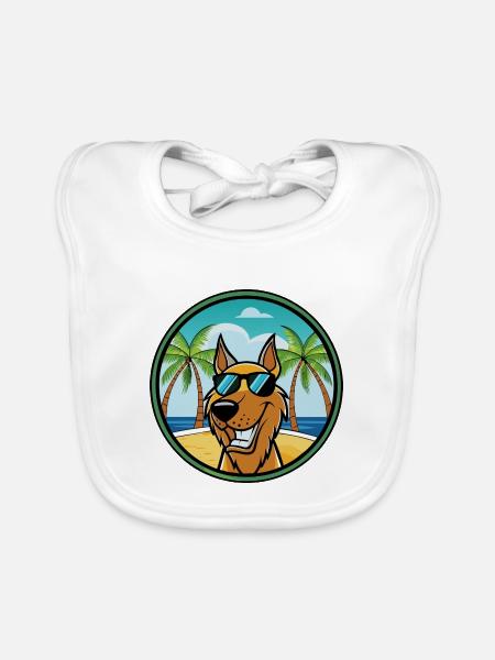 Jugoslawischer Windhund Hunderasse Cartoon Sonnenbrille Strand - Baby Bio-Lätzchen - Weiß - Vorne