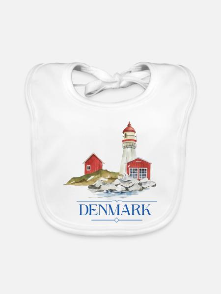 Phare du Danemark tiny house au bord de la mer - Bavoir bio Bébé - blanc - Devant