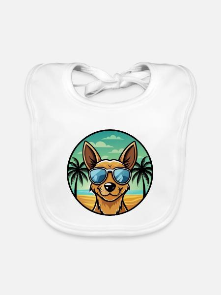 Englische Spielzeug Terrier Hund Rasse Cartoon Sonnenbrille - Baby Bio-Lätzchen - Weiß - Vorne