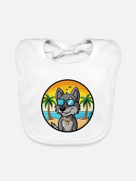 Cesky Fousek Hunderasse Cartoon Sonnenbrille Strand - Baby Bio-Lätzchen - Weiß - Vorne
