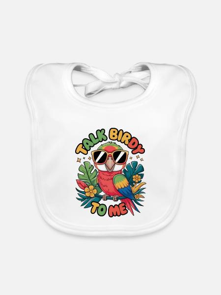 Talk Birdy To Me - Organic Baby Bibs - white - Front