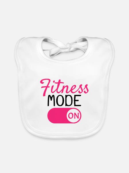 Fitness Modus An - Baby Bio-Lätzchen - Weiß - Vorne