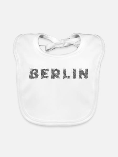 Berlin Deutsche Hauptstadt Schraffur Schrifzug - Baby Bio-Lätzchen - Weiß - Vorne