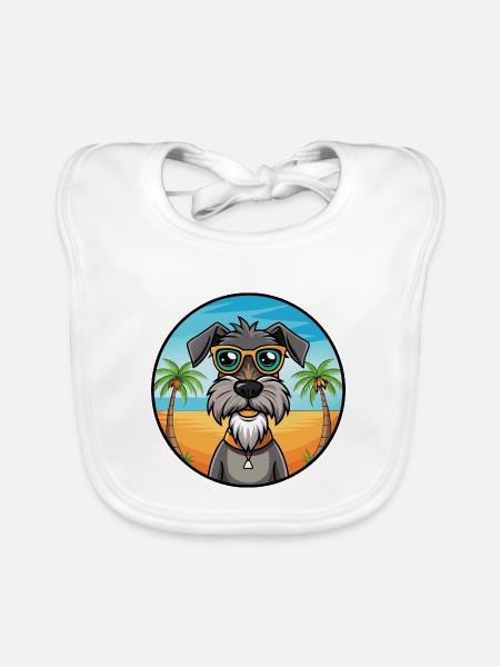 Deutscher Wachtelhund Hunderasse Cartoon Sonnenbrille - Baby Bio-Lätzchen - Weiß - Vorne