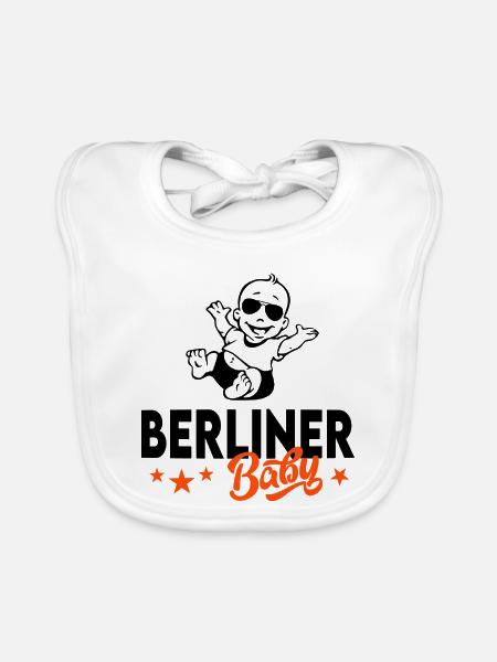 Baby Stadt Städte geboren in Berlin - Baby Bio-Lätzchen - Weiß - Vorne