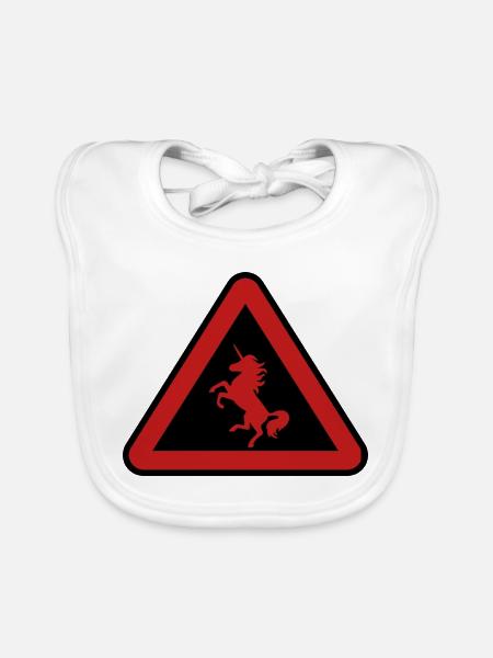 Achtung Einhorn, Gefahr - Baby Bio-Lätzchen - Weiß - Vorne