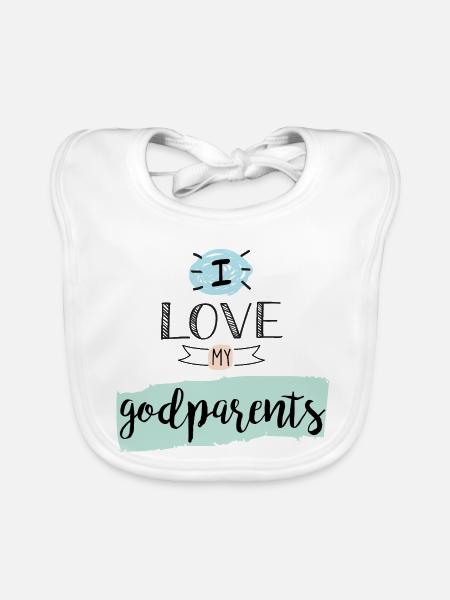 I Love My Godparents – Baby & Kids Clothes - Organic Baby Bibs - white - Front