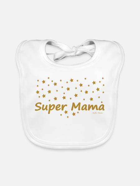 Super Mama - Baby Bio-Lätzchen - Weiß - Vorne