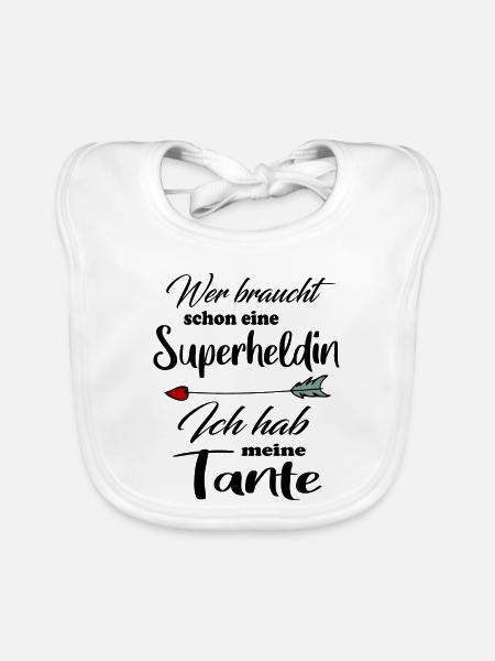 Superheldin Familie Tante - Baby Bio-Lätzchen - Weiß - Vorne