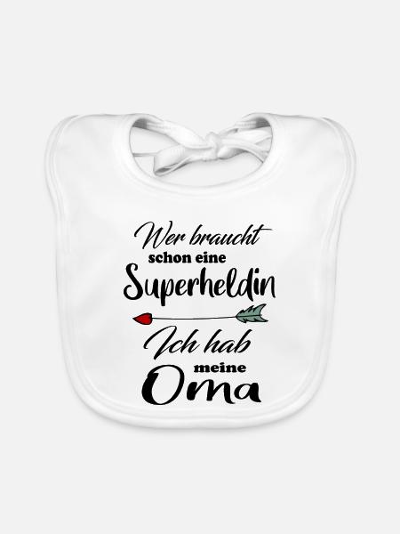 Superheldin Familie Oma - Baby Bio-Lätzchen - Weiß - Vorne