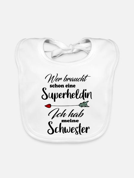 Superheldin Familie Schwester - Baby Bio-Lätzchen - Weiß - Vorne