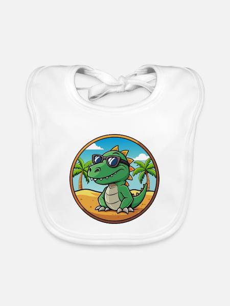 Dinosaurier Lustige Cartoon Sommer Strand Sonnenbrille - Baby Bio-Lätzchen - Weiß - Vorne