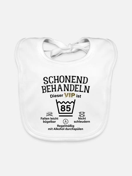 85. Geburtstag Schonend Behandeln 85 VIP ist 85 - Baby Bio-Lätzchen - Weiß - Vorne