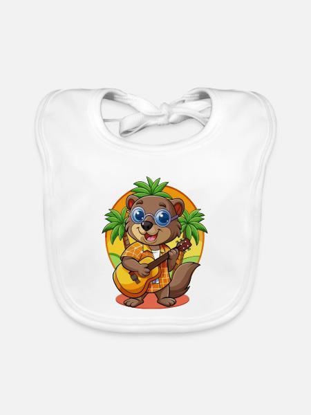 Lustige Biber Cartoon Sommer Strand Sonnenbrille - Baby Bio-Lätzchen - Weiß - Vorne