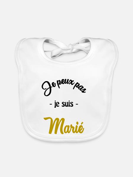 JUST MARRIED. EVJF - Bavoir bio Bébé - blanc - Devant