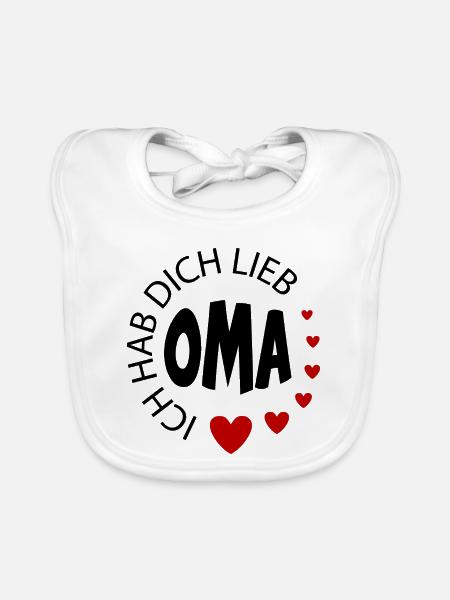 Baby Sprüche Ich hab dich lieb Oma - Baby Bio-Lätzchen - Weiß - Vorne