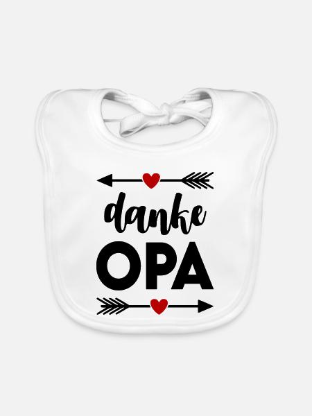 Baby Kinder Sprüche Danke Opa - Baby Bio-Lätzchen - Weiß - Vorne