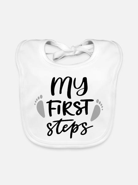 First Steps Erste Schritte Baby  - Baby Bio-Lätzchen - Weiß - Vorne
