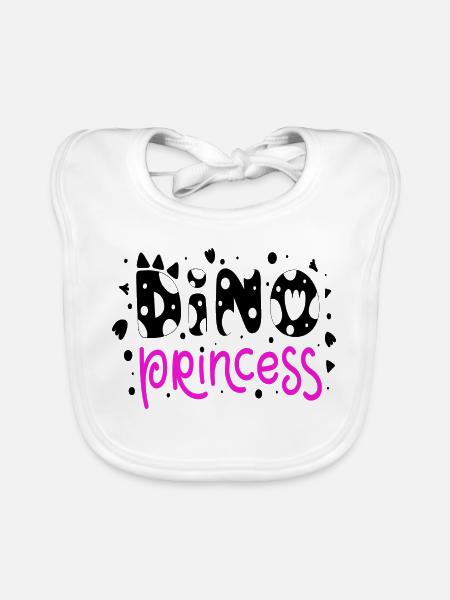 Dino Princess Prinzessin Dinosaurier Baby Kinder - Baby Bio-Lätzchen - Weiß - Vorne