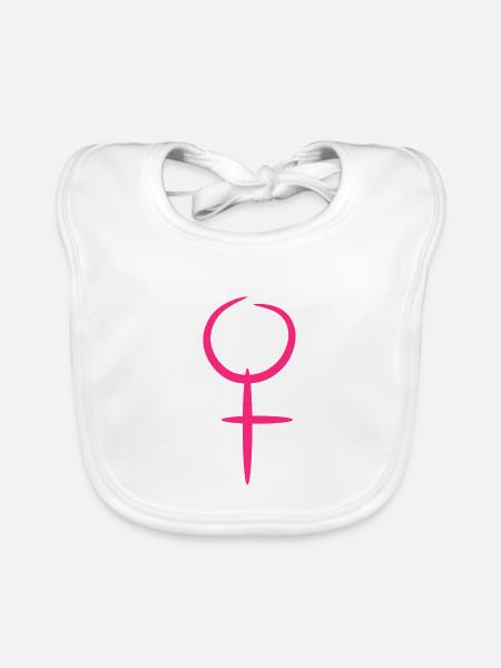 Venusssymbol Frau Mädchen Rosa - Baby Bio-Lätzchen - Weiß