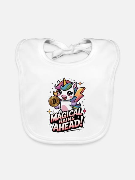 Magical Gains Ahead! - Organic Baby Bibs - white - Front