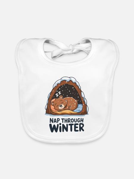 Nap Through Winter - Organic Baby Bibs - white - Front