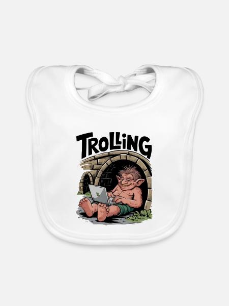Trolling - Organic Baby Bibs - white - Front