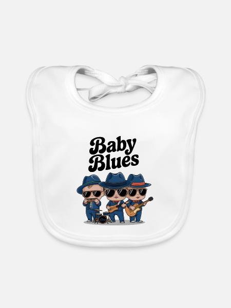 Baby Blues - Organic Baby Bibs - white - Front