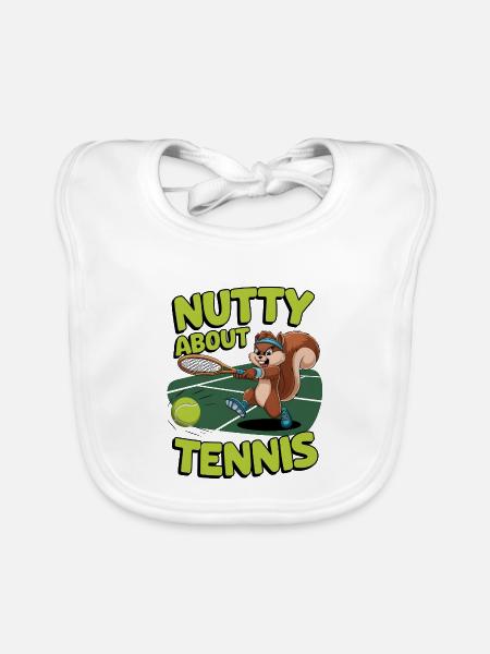 Nutty About Tennis - Bavoir bio Bébé - blanc - Devant