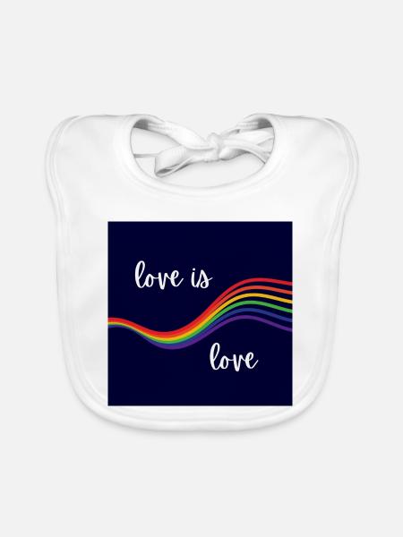 Liebe ist Liebe. Regenbogen-Design auf dunklem Hintergrund. - Baby Bio-Lätzchen - Weiß