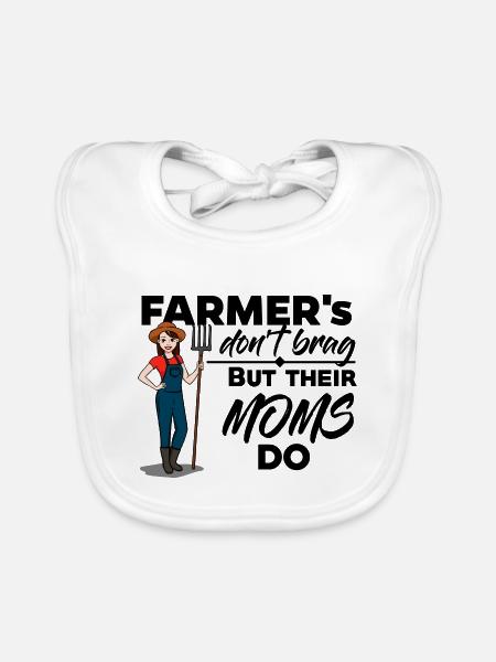 Farmers don't brag, but their Moms do - Baby Bio-Lätzchen - Weiß - Vorne