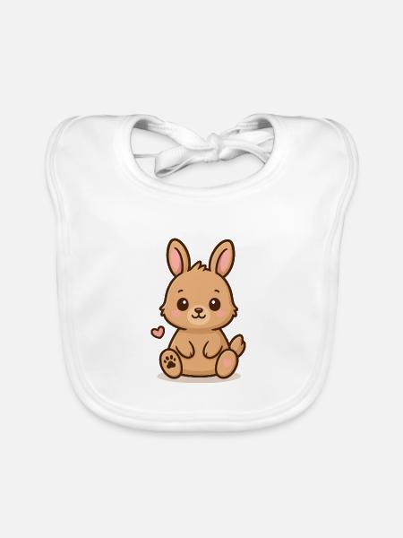 Kleines Häschen – flauschig & süß - Baby Bio-Lätzchen - Weiß