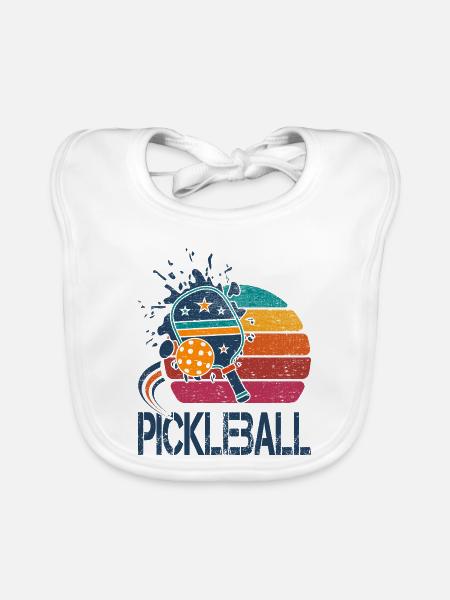 Pickleball - 2 - Baby Bio-Lätzchen - Weiß - Vorne