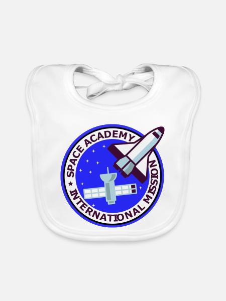 Space Academy International bleu Vintage - Baby Bio-Lätzchen - Weiß - Vorne
