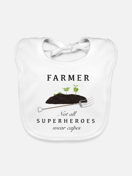 Farmer - Not all Superheroes wear Capes - Baby Bio-Lätzchen - Weiß - Vorne