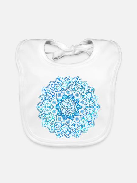 Mandala - Blau - Baby Bio-Lätzchen - Weiß - Vorne