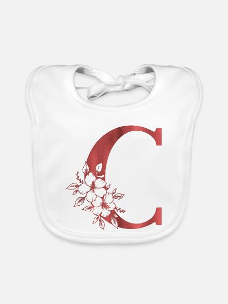 C Monogramm Buchstabe - Baby Bio-Lätzchen - Weiß - Vorne