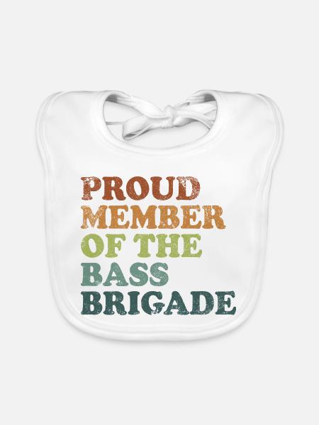 Proud Member of the Bass Brigade - retro dark - Baby Bio-Lätzchen - Weiß - Vorne