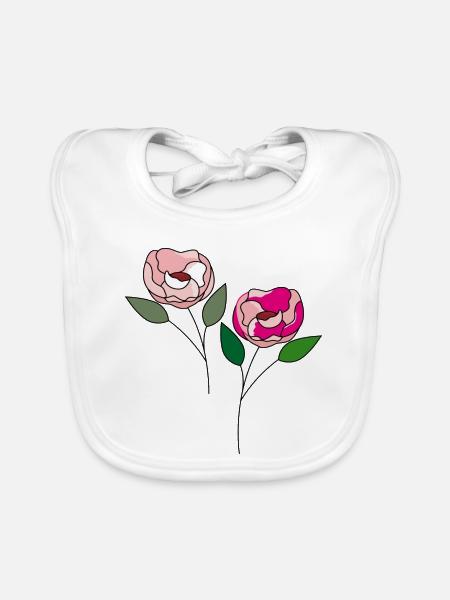 zwei Blumen - Baby Bio-Lätzchen - Weiß