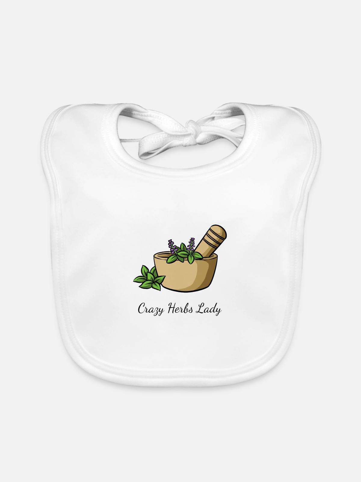 Kräuter Crazy Herbs Lady - Baby Bio-Lätzchen - Weiß - Vorne
