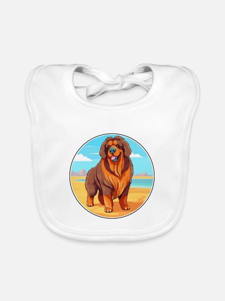 Tibetischer Mastiff Hund Rasse Cartoon Kawaii Clipart - Baby Bio-Lätzchen - Weiß - Vorne