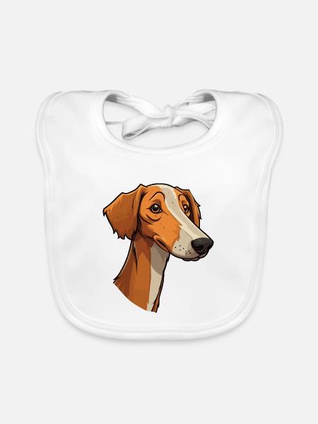 Lurcher Hunderasse Cartoon Kawaii Illustration - Baby Bio-Lätzchen - Weiß - Vorne