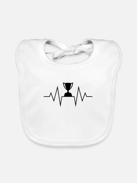 Herzschlag EKG Heartbeat Champion Pokal Gewinner - Baby Bio-Lätzchen - Weiß - Vorne