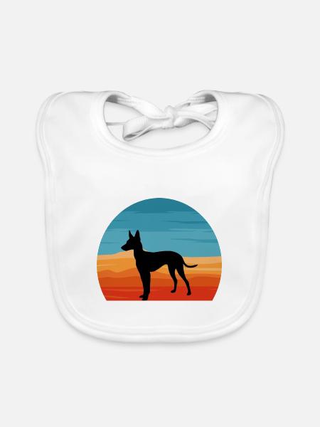 Cirneco Dell Etna Hund Liebe Silhouette Retro Sonnenuntergang - Baby Bio-Lätzchen - Weiß - Vorne