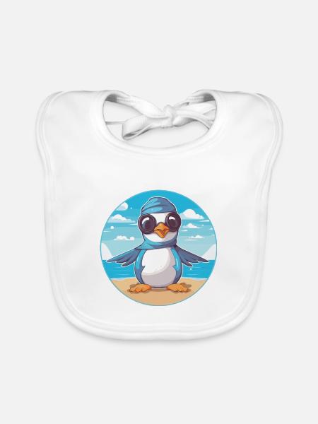 Jay Karikatur Yoga Strand Sommer Illustration - Baby Bio-Lätzchen - Weiß - Vorne