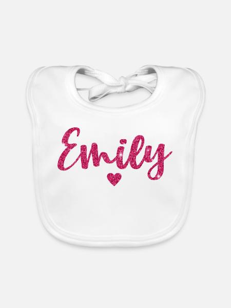 Emily Herz Pink - Baby Bio-Lätzchen - Weiß