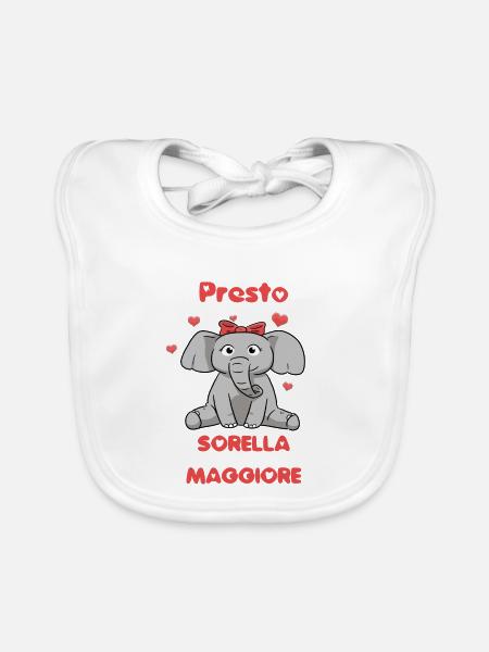 Presto Sorella Maggiore Dolce Eelefante - Baby Bio-Lätzchen - Weiß