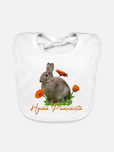 hyvää pääsiäistä Frohe Ostern - Baby Bio-Lätzchen - Weiß - Vorne