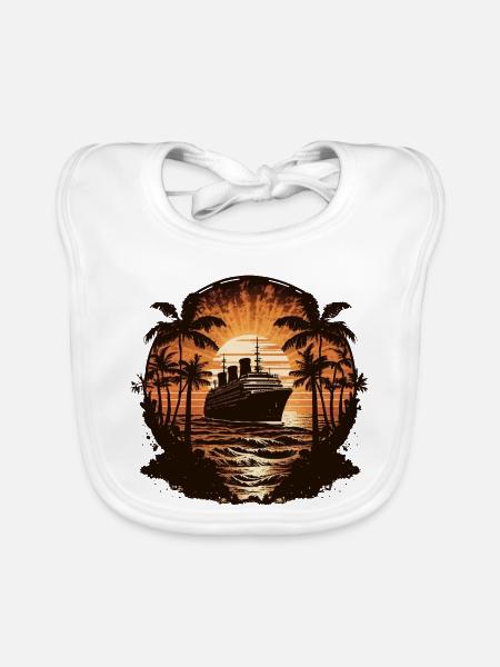 Kreuzfahrtschiff Retro Vintage - Baby Bio-Lätzchen - Weiß - Vorne
