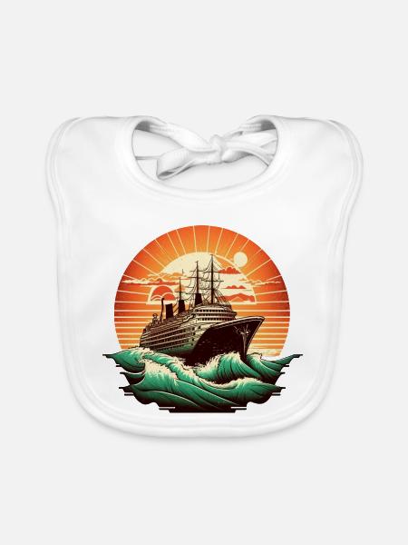 Kreuzfahrtschiff Retro Vintage Farbe 2 - Baby Bio-Lätzchen - Weiß - Vorne